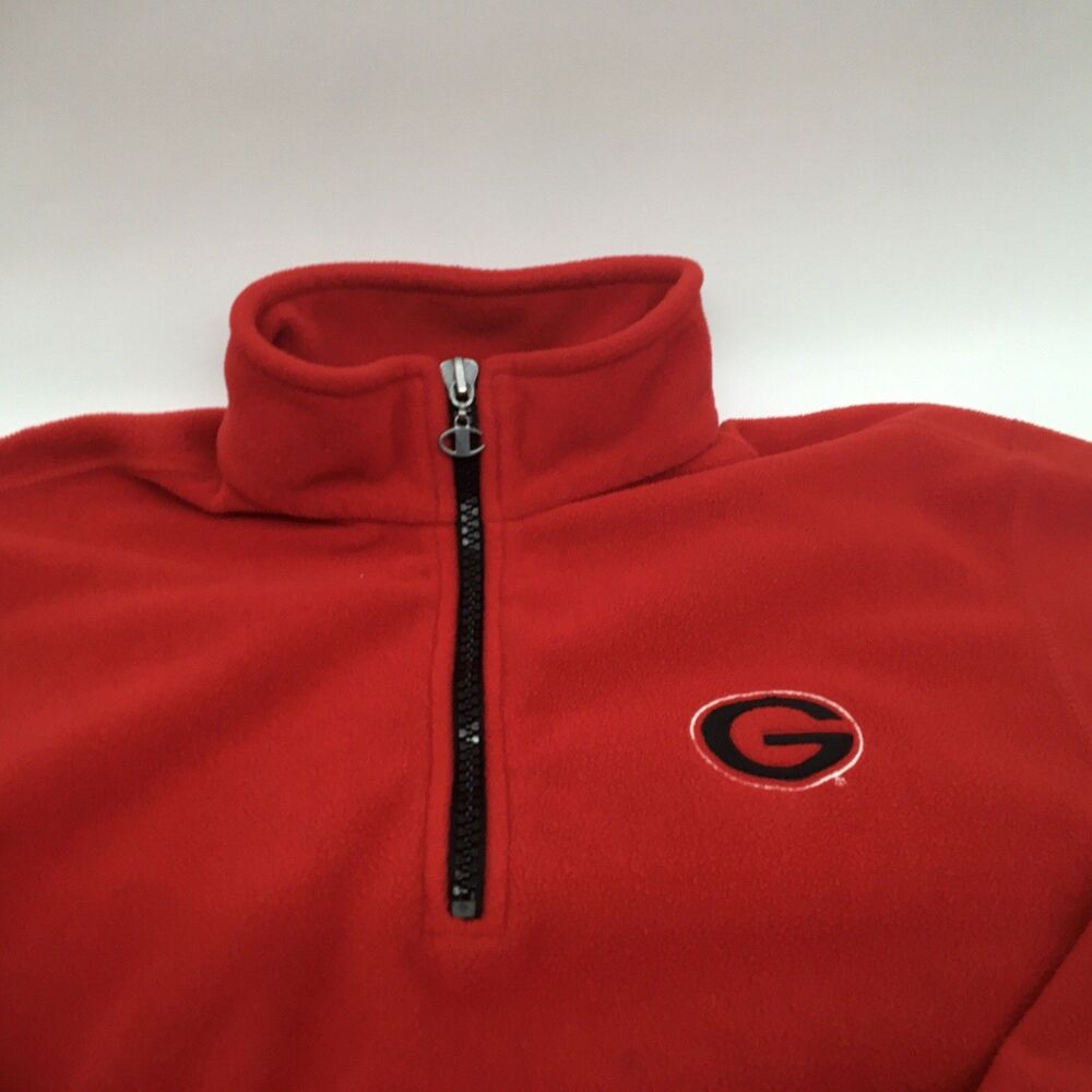 Georgia Bulldogs Champion Fleece Quarter Zip Mens Medium Red Pullover Logo UGA - Picture 2 of 9